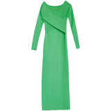 Women Maxi Dress Autumn Winter Sexy Long Sleeve Slim Knit Long Dress