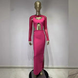 Women Dresses Bandage One-Piece Dress Rose Red Hollow out Party Dress (Ont0408)