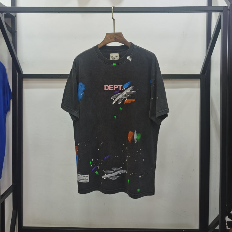 Gallery Dept T Shitrs Splash Ink Hip Hop Trend plus Size Short Sleeve