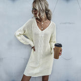 Women Knitted Sweater Long Sleeve Knitted Long Women's Woolen Skirt Autumn