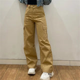 Women Sweatpants Spring and Autumn Retro Multi-Pocket Cargo Pants Loose Casual Trousers
