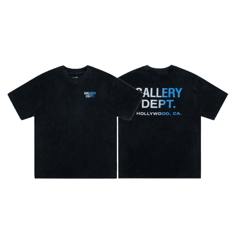 Gallery Dept T Shitrs Retro Washed Distressed Gradient Printing Short Sleeve