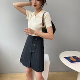 Women Knitted T-shirt Polo Shirt Knitwear Sexy Retro Slim Fit Short Sweater