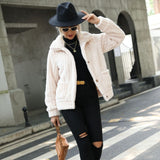 Women Trench Coat Autumn Single-Breasted Lapel Long Sleeve Double-Sided Velvet Loose Casual Jacket
