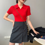 Women Knitted T-shirt Polo Shirt Knitwear Sexy Retro Slim Fit Short Sweater