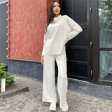 Ladies Leisure Knitwear Polo Collar Sweater Suit Casual Knitted Two-Piece