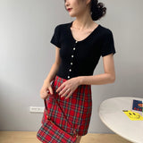 Women Knitted T-shirt Vintage Slim Short-Sleeved Tops Cardigan