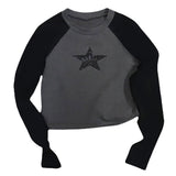 Women T-shirt Autumn and Winter XINGX Pattern Long-Sleeve T-shirt Slim Fit Sexy Short Top