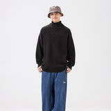 Unisex Sweater Winter Chessboard Plaid Turtleneck Sweater