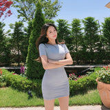 Women Dresses Summer Backless Sexy Package Hip Short Sleeve Dress