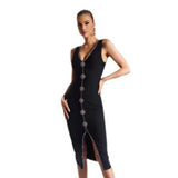Women Dresses Bandage Dress Sleeveless V-neck Formal Dress Dress (Otn202404)
