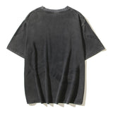 Hip-hop t-shirts: american streetwear trendy rep little angel cupid print vintage distressed washed short sleeve tee