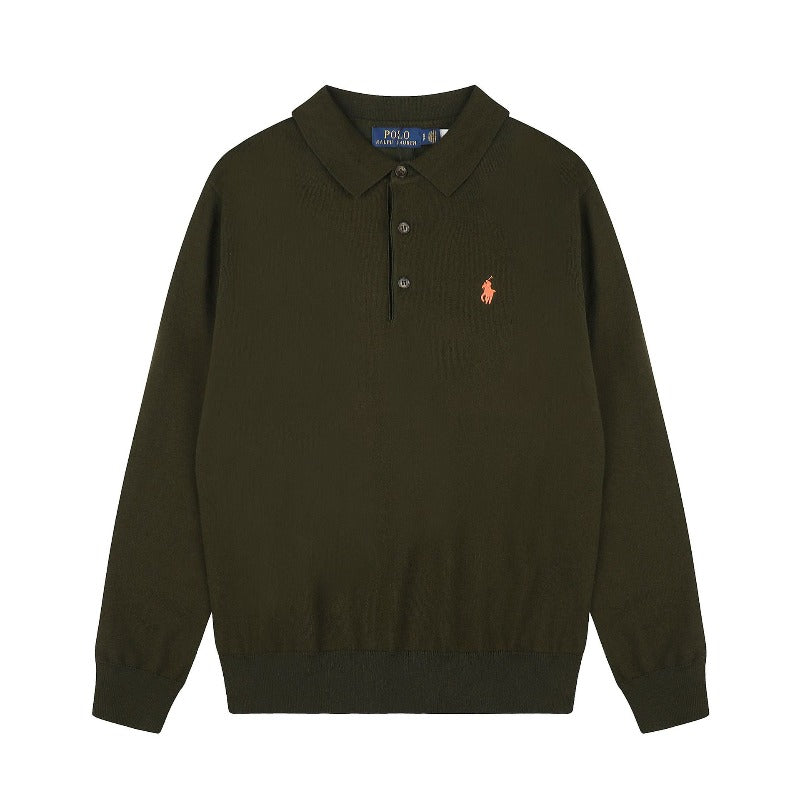 Rl ralph lauren polo collar wool sweater - warm women's fall/winter button-down casual loose knit
