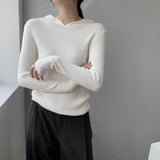 Women Winter Knitted Sweater V-neck Bottoming Top 8t8072