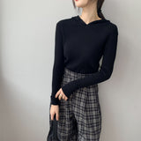 Women Winter Knitted Sweater V-neck Bottoming Top 8t8072