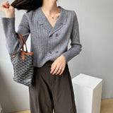 Women Cardigan Sweater Vintage Sexy Sweater Breasted Knitted Suit 8t8052