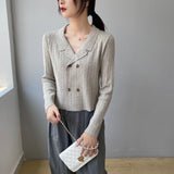 Women Cardigan Sweater Vintage Sexy Sweater Breasted Knitted Suit 8t8052