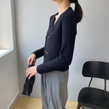 Women Cardigan Sweater Vintage Sexy Sweater Breasted Knitted Suit 8t8052