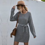 Women Knitted Sweater Loose Long Sweater Dress Female Autumn