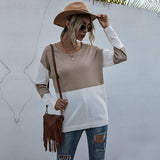 Women Knitted Sweater Loose round Neck Base See-through Mesh Knitted Sweater Women's Casual Autumn