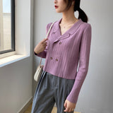 Women Cardigan Sweater Vintage Sexy Sweater Breasted Knitted Suit 8t8052
