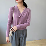 Women Cardigan Sweater Vintage Sexy Sweater Breasted Knitted Suit 8t8052