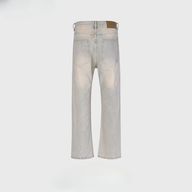 MIJKO Men's Vintage Pants MIJKO Men's Clothing Women's Wash Water Old Trousers Slightly Stretched Jeans