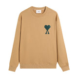 Ami aheoinefall and winter couplelong sleevesheartembroidersweatshirtcasualpulloverloose round neckpure cotton