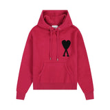 Heavy weight! ami arauneif wool hooded sweatshirt heartembroidersweaterlong sleevessweatshirtloose