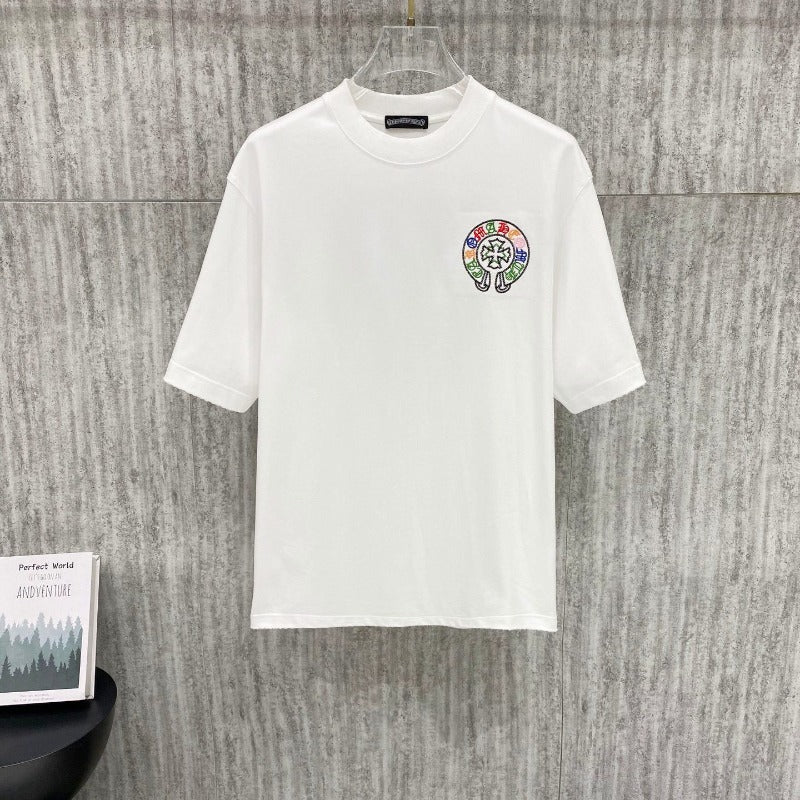 Ch hip-hop t shirts ch cro summer sanskrit heavy industry cross patch embroider round neck short sleeves