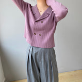 Women Cardigan Sweater Vintage Sexy Sweater Breasted Knitted Suit 8t8052