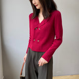 Women Cardigan Sweater Vintage Sexy Sweater Breasted Knitted Suit 8t8052