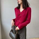 Women Cardigan Sweater Vintage Sexy Sweater Breasted Knitted Suit 8t8052