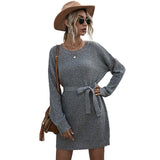 Women Knitted Sweater Loose Long Sweater Dress Female Autumn
