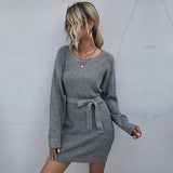 Women Knitted Sweater Loose Long Sweater Dress Female Autumn