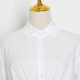 Women Dresses Shirt Dress Pleated Hollow Dress (Qymy0409)