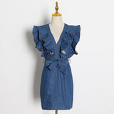 Women Dresses Sleeveless Sheath Denim Dress Skirt (Qymy0409)