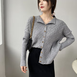 Women Cardigan Sweater Coat 8069 Vintage Sexy Knitted Cardigan
