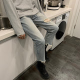Men Jeans Spring/Summer Ripped Jeans Baggy Straight Trousers