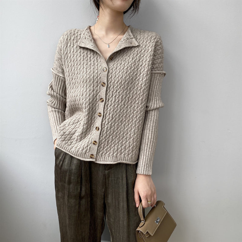 Women Cardigan Sweater Coat 8069 Vintage Sexy Knitted Cardigan