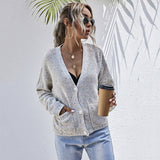 Women Knitted Sweater Mori Style Solid Color Dots Long Sleeve Sweater Coat