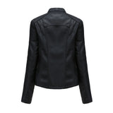 Red Leather Jacket Spring and Autumn Women's Leather Jacket Women's Short Jacket