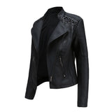 Red Leather Jacket Spring and Autumn Women's Leather Jacket Women's Short Jacket