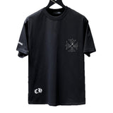Ch hip-hop t shirts ch classic hot diamond large horseshoe cross flower sanskrit short sleeve loosecasualpure cotton american heavy weight