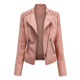 Red Leather Jacket Spring and Autumn Women's Leather Jacket Women's Short Jacket
