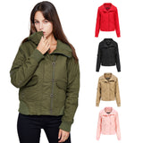 Women Trench Coat Winter Thermal Quilted Coat Women's Turtleneck Rib Woman Cotton Dress