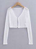 Women Sweater Knitwear Summer Fork Sun Protection Knit Cardigan V-neck Top