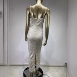 Women Dresses White Pearl Sequins Dress Party Dress Skirt (Ont0408)
