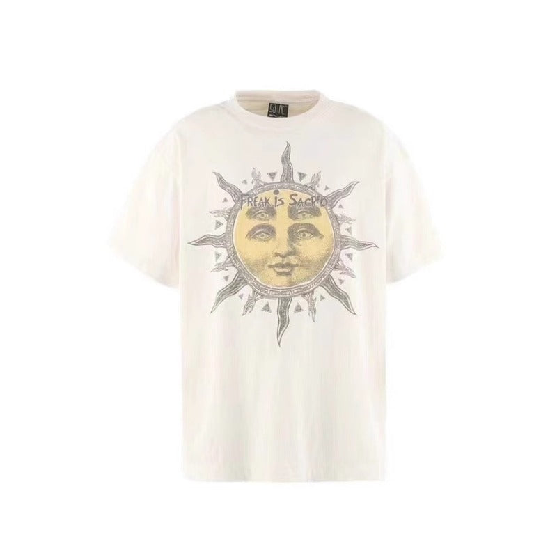 saint m t shirts s.m smiley sun graphic crew neck pullover short sleeve t-shirt