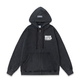Vetements Hoodie Puff Print Destroyed Loose Zip Coat Hooded Sweater